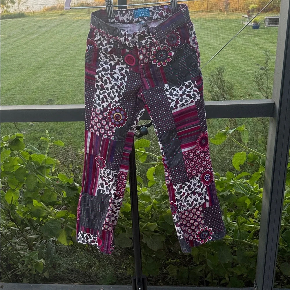 The Children’s Place sz 7 purple/pink/gray Adjustable Patchwork Pants